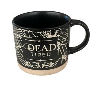 Time & Place Ceramic Mug 16 oz. Dead Tired Coffee Black Halloween Spider Web